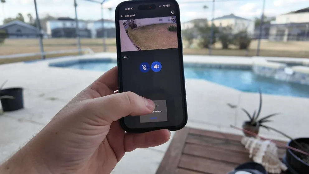 ADT app camera live view by pool