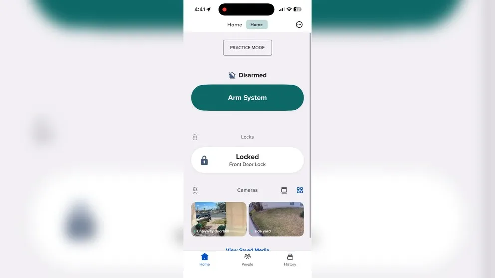 ADT app home screen disarmed status