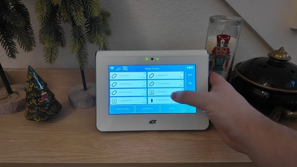 ADT Command Panel showing security zones