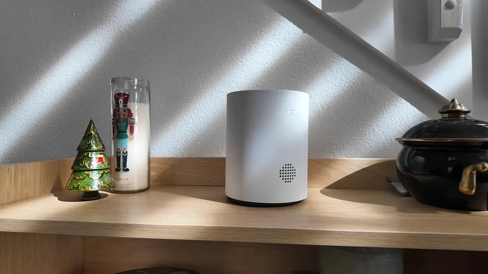 ADT DIY base station on shelf closeup