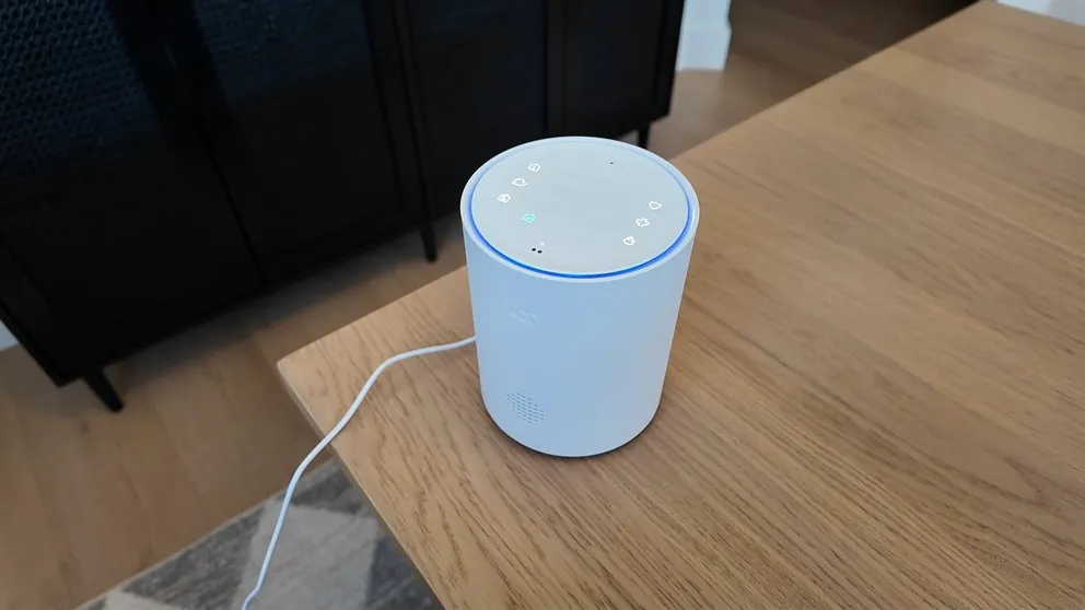 ADT base station powered on with blue LED ring