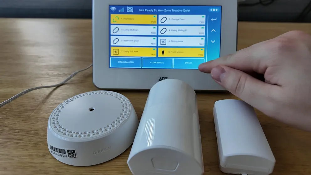 ADT panel with sensors on table