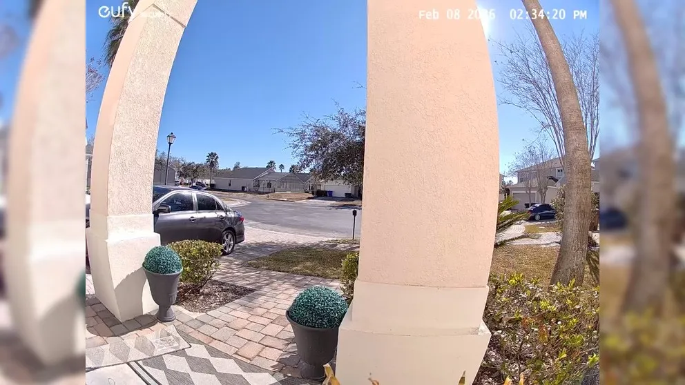 Eufy doorbell camera on front porch during daytime