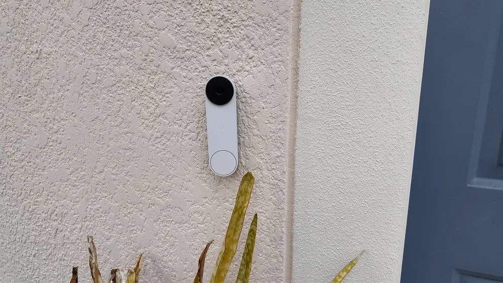 Nest Doorbell camera installed at front door